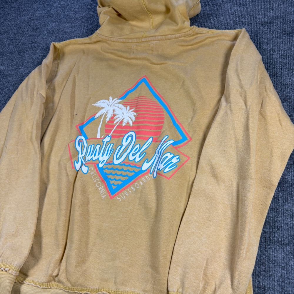 Blue 84 Rusty Del Mar Surfboards Hoodie Cotton Blend Yellow Size M Surf